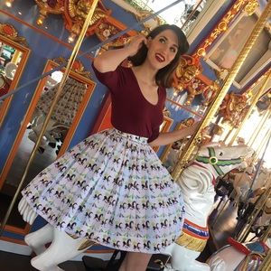 Sarsparilly 1950’s pinup full circle skirt carousel print